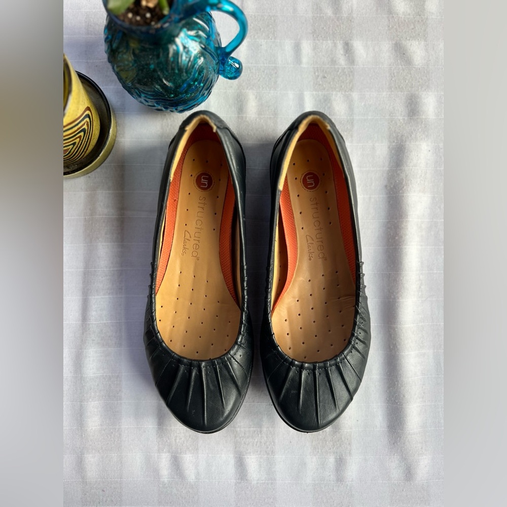 Clarks Black Leather Flats